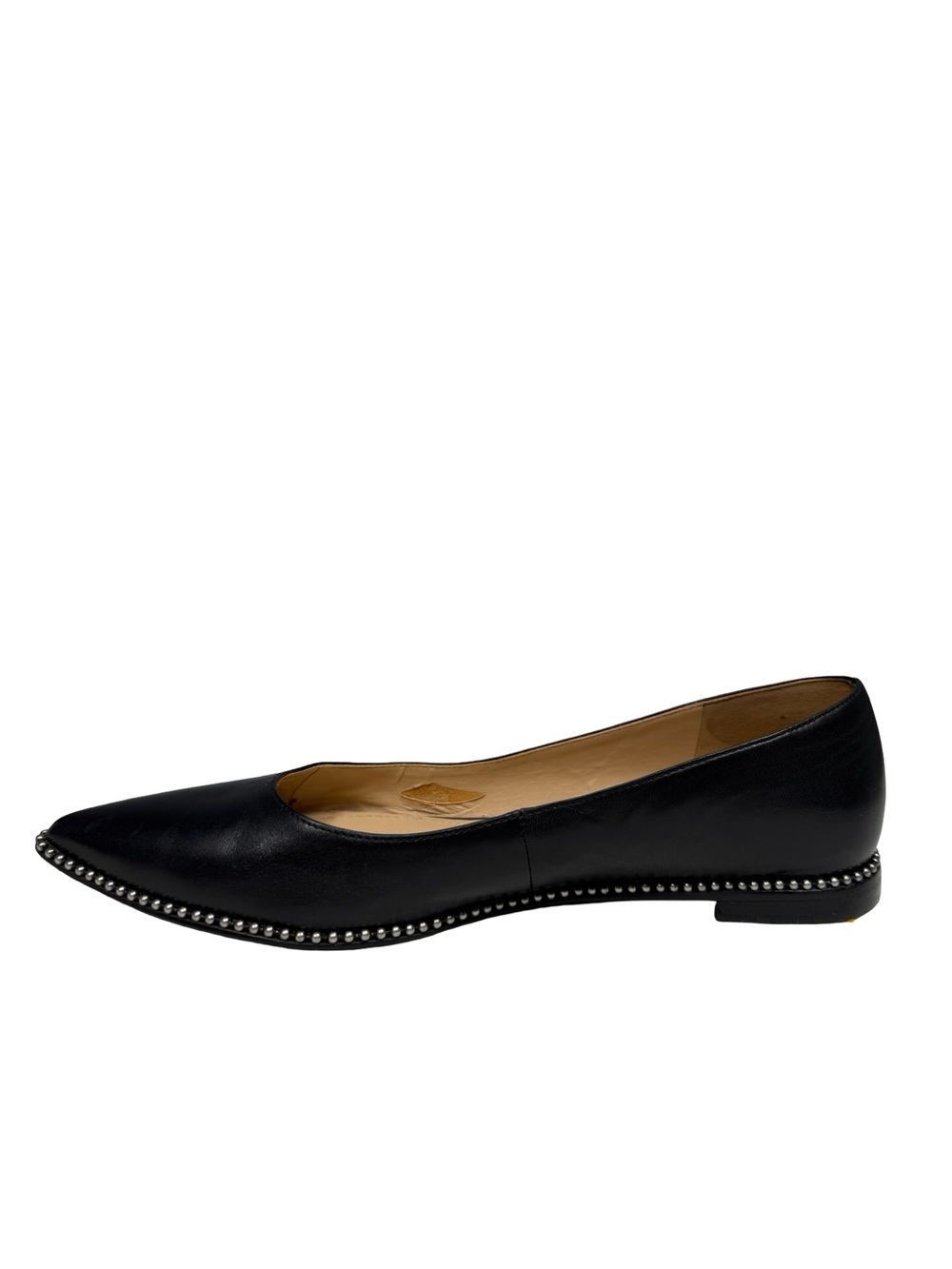 Coach Viviana Beadchain Women 6.5 Black Leather Pointed Toe Skimmer Ballet Flats - Picture 7 of 14